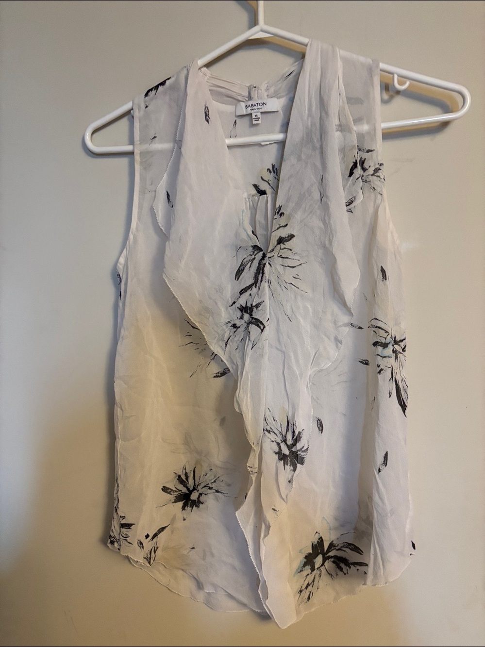 Babaton Ivory Sheer Floral Draped Camisole